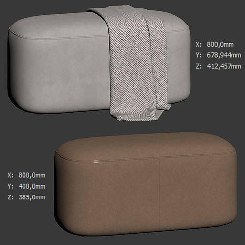 Alastar Oval Ottoman by Oslo Home 3D model 6
