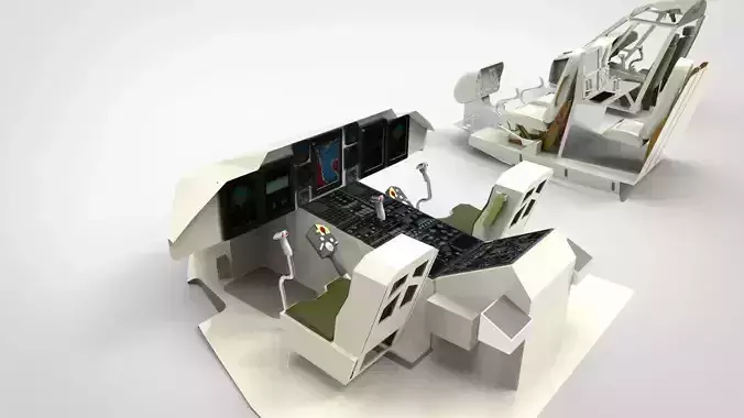 3 type cockpit helicopter 3D model