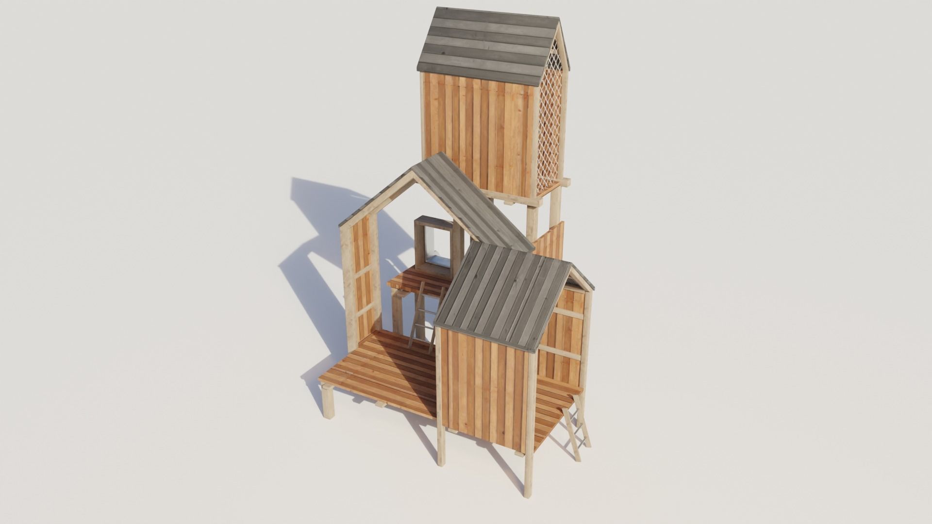 Playgraund Slide-Swing Wooden Low-poly  Low-poly 3D model_3