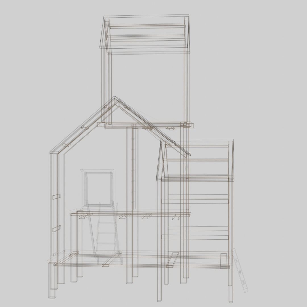 Playgraund Slide-Swing Wooden Low-poly  Low-poly 3D model_9