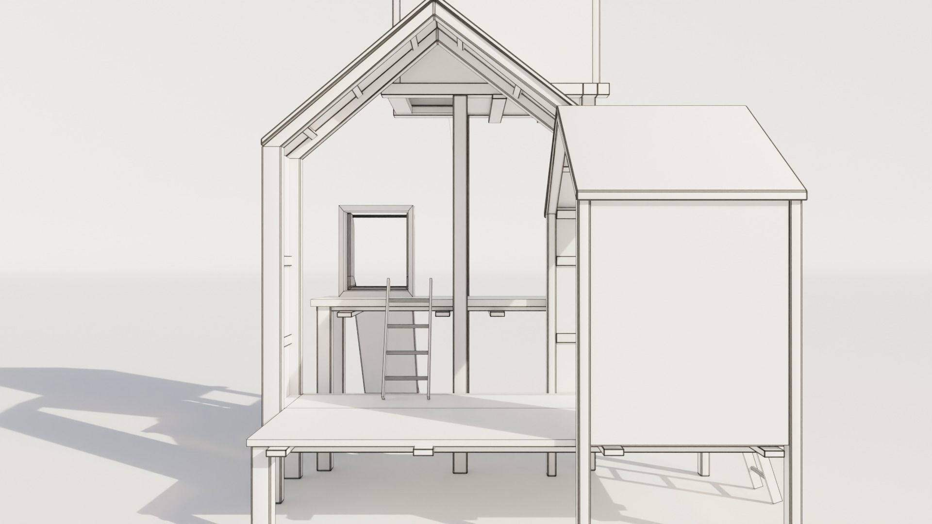 Playgraund Slide-Swing Wooden Low-poly  Low-poly 3D model_6