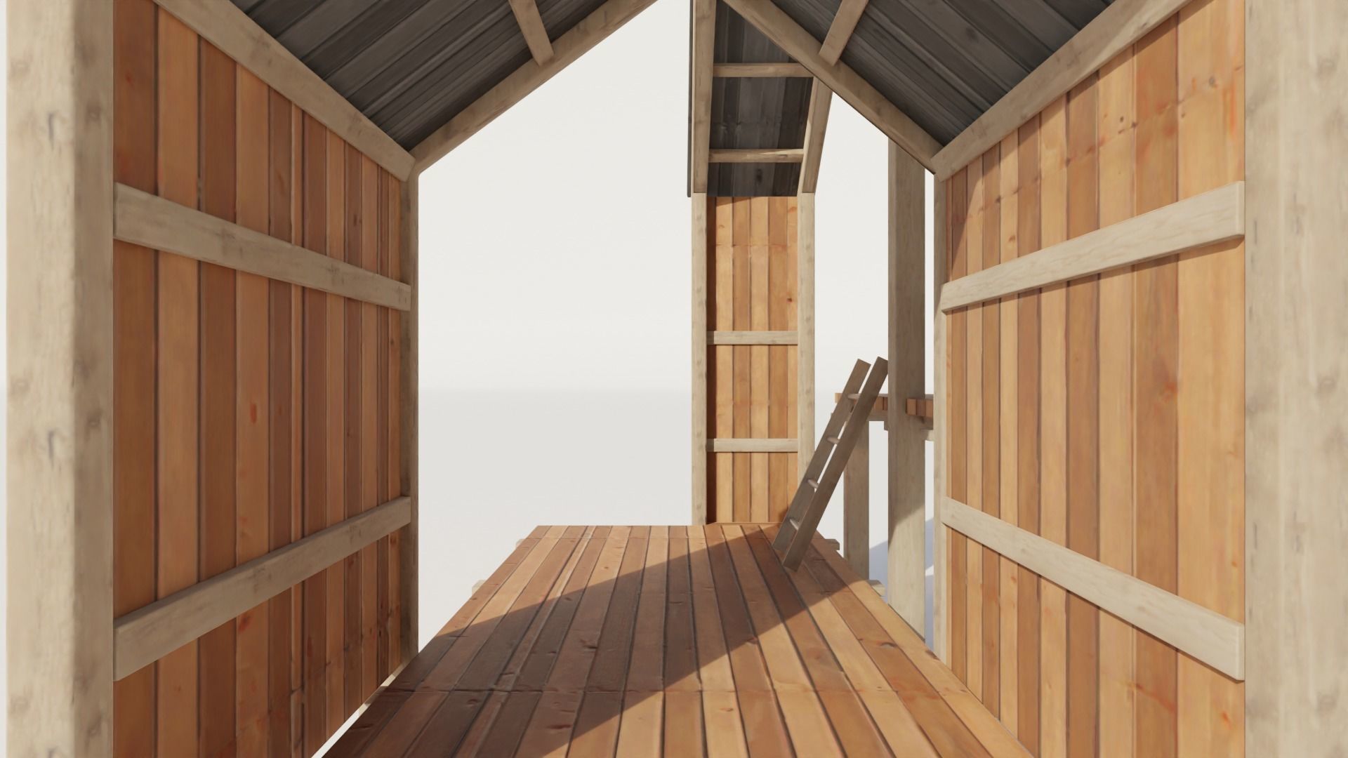 Playgraund Slide-Swing Wooden Low-poly  Low-poly 3D model_7