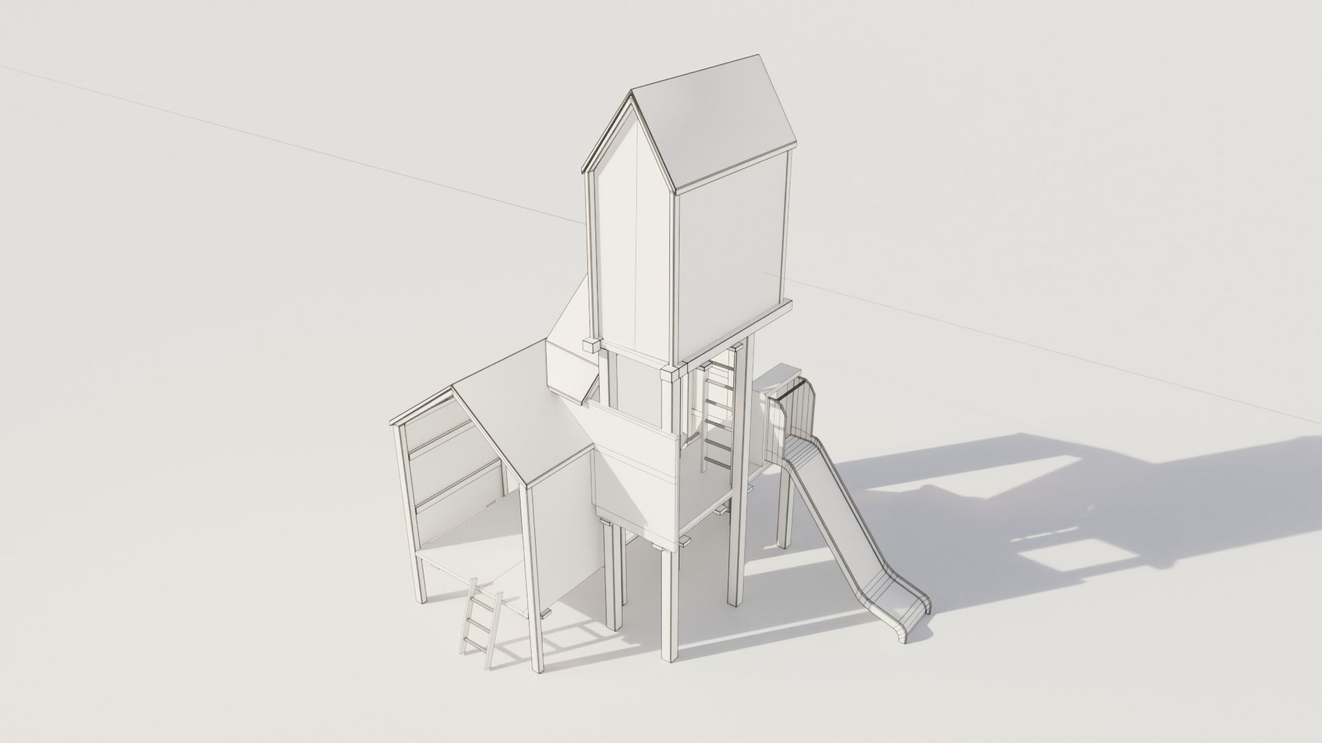 Playgraund Slide-Swing Wooden Low-poly  Low-poly 3D model_5
