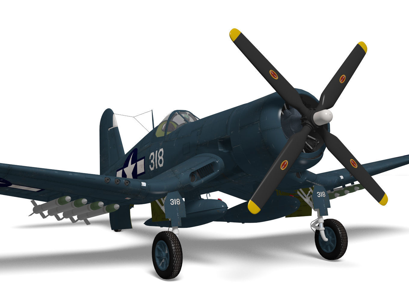 Chance Vought F4U-4 Corsair 3D model_7
