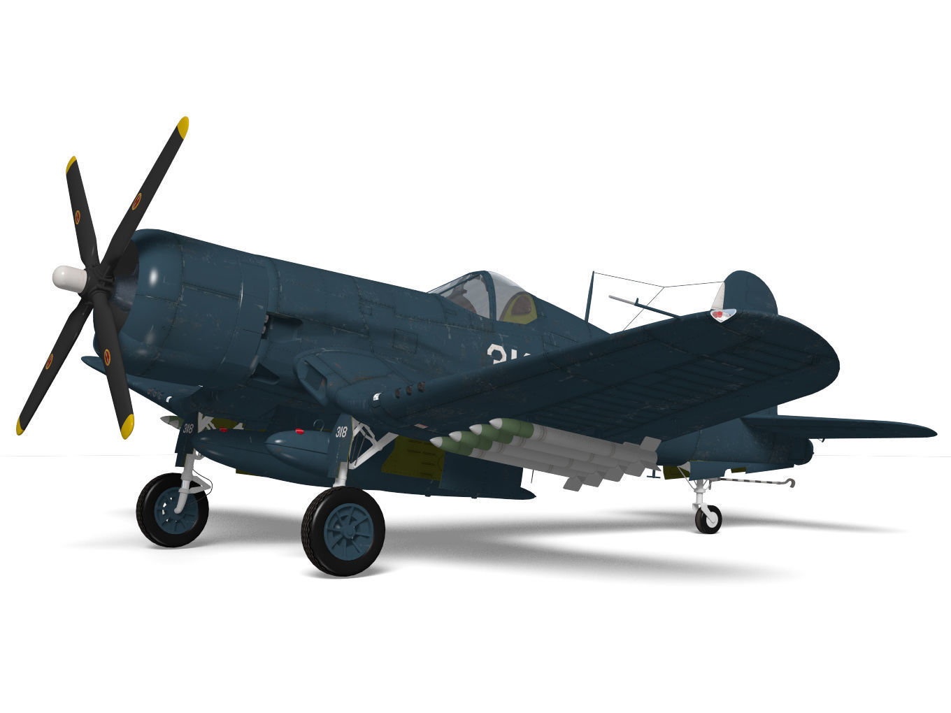 Chance Vought F4U-4 Corsair 3D model_5