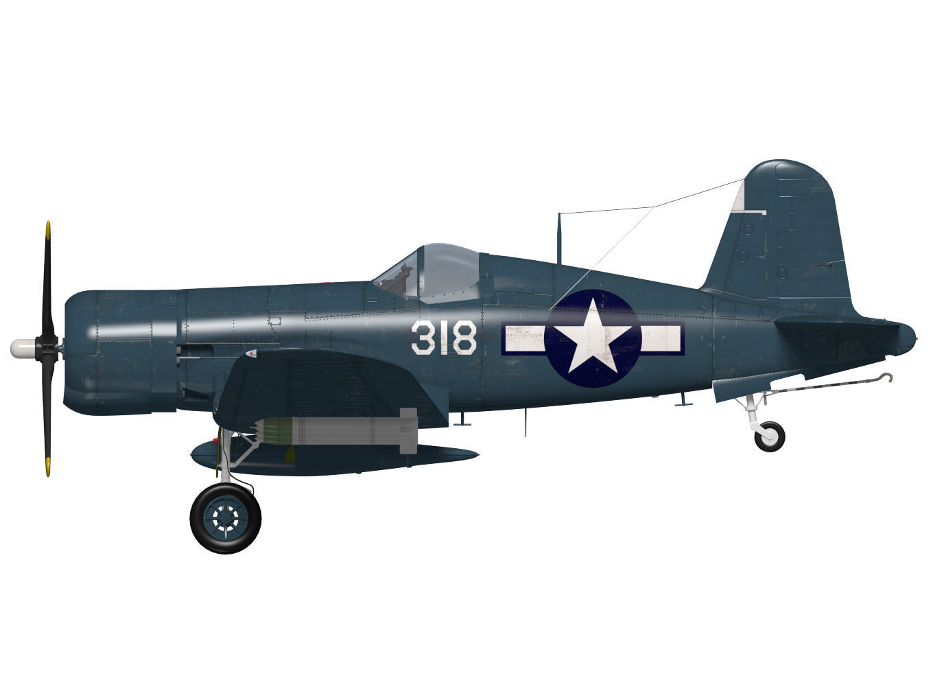 Chance Vought F4U-4 Corsair 3D model_9