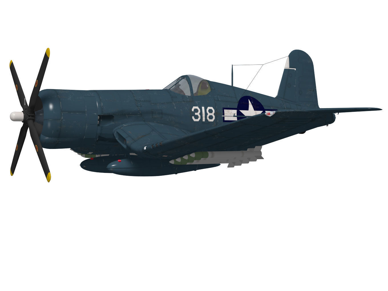 Chance Vought F4U-4 Corsair 3D model_2