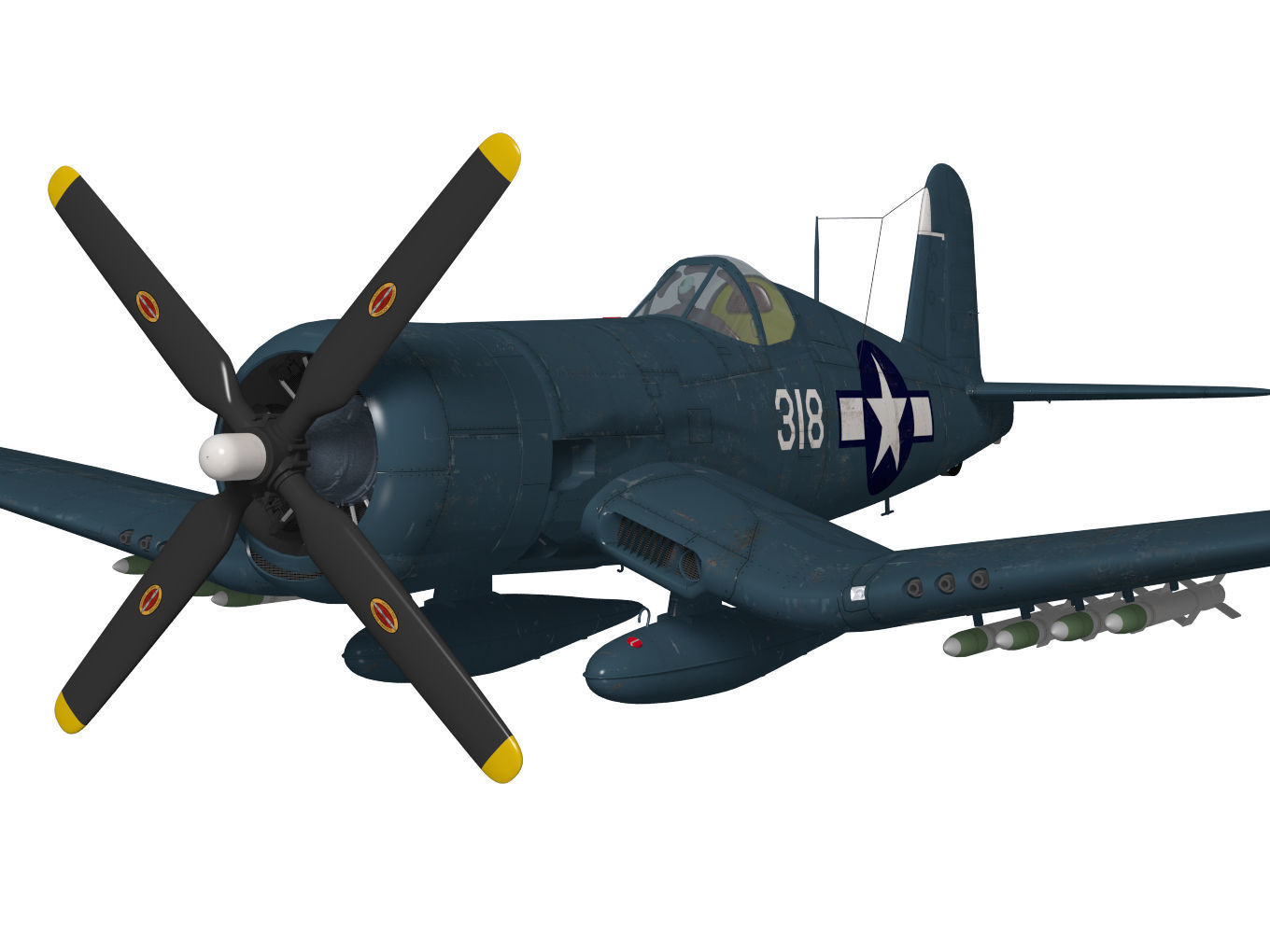 Chance Vought F4U-4 Corsair 3D model_4