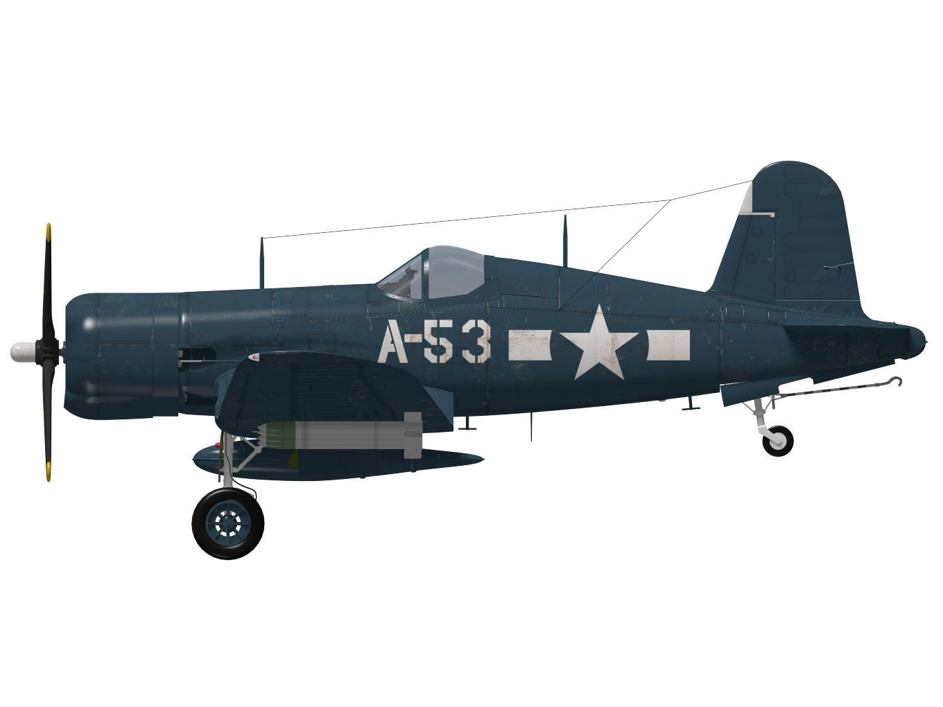 Chance Vought F4U-4 Corsair 3D model_10