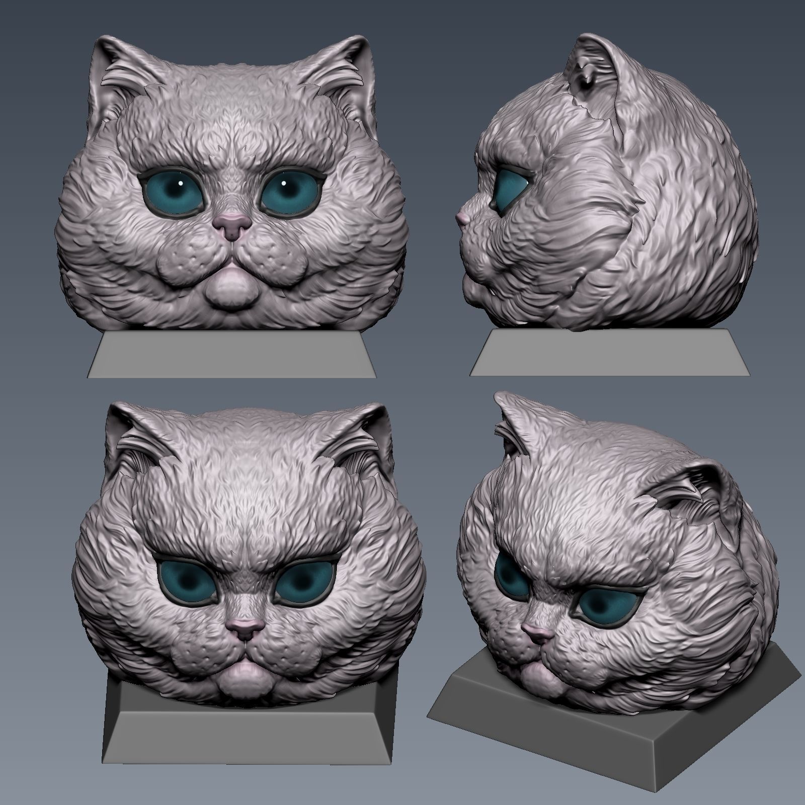 Cat Head 01 3D print model_11