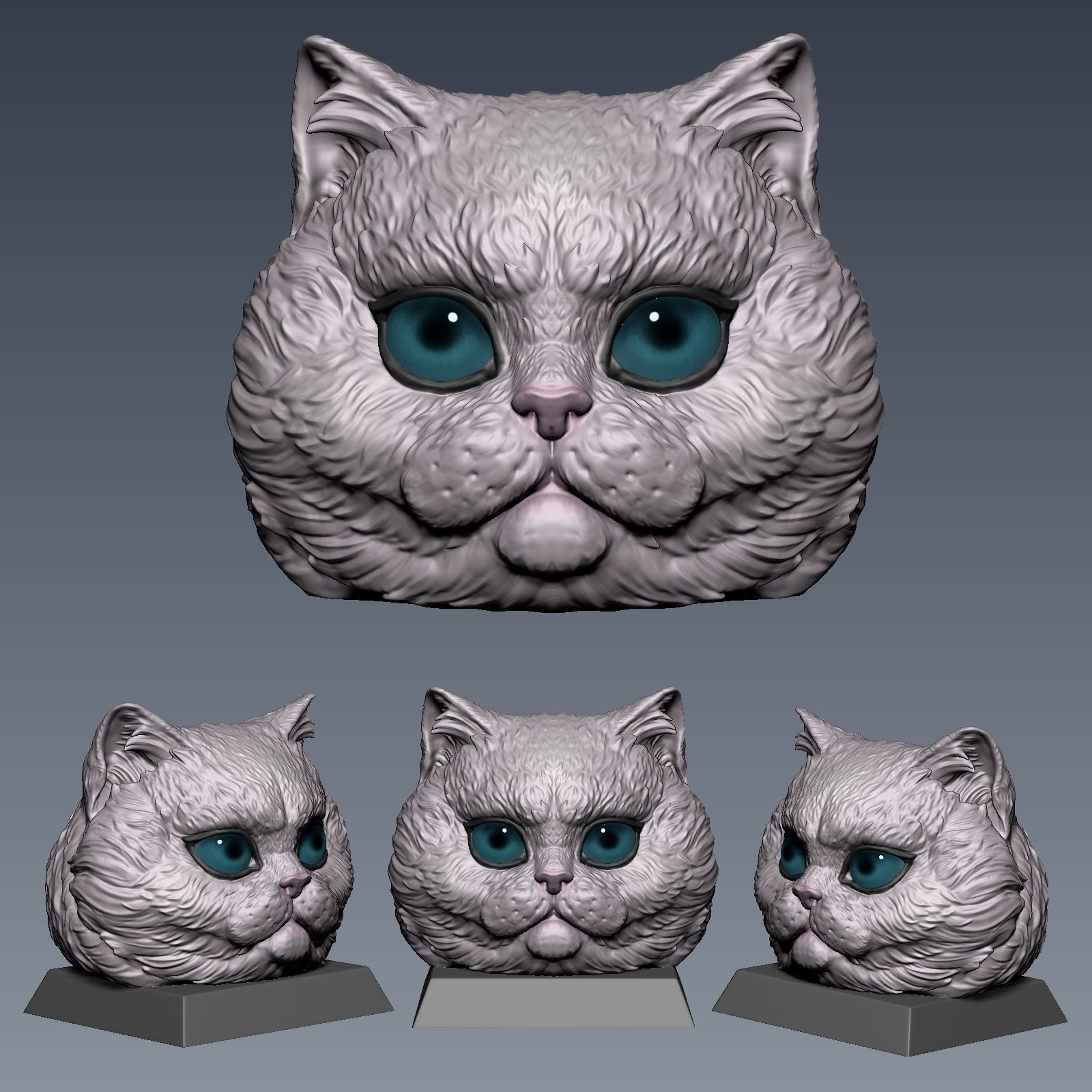 Cat Head 01 3D print model_10
