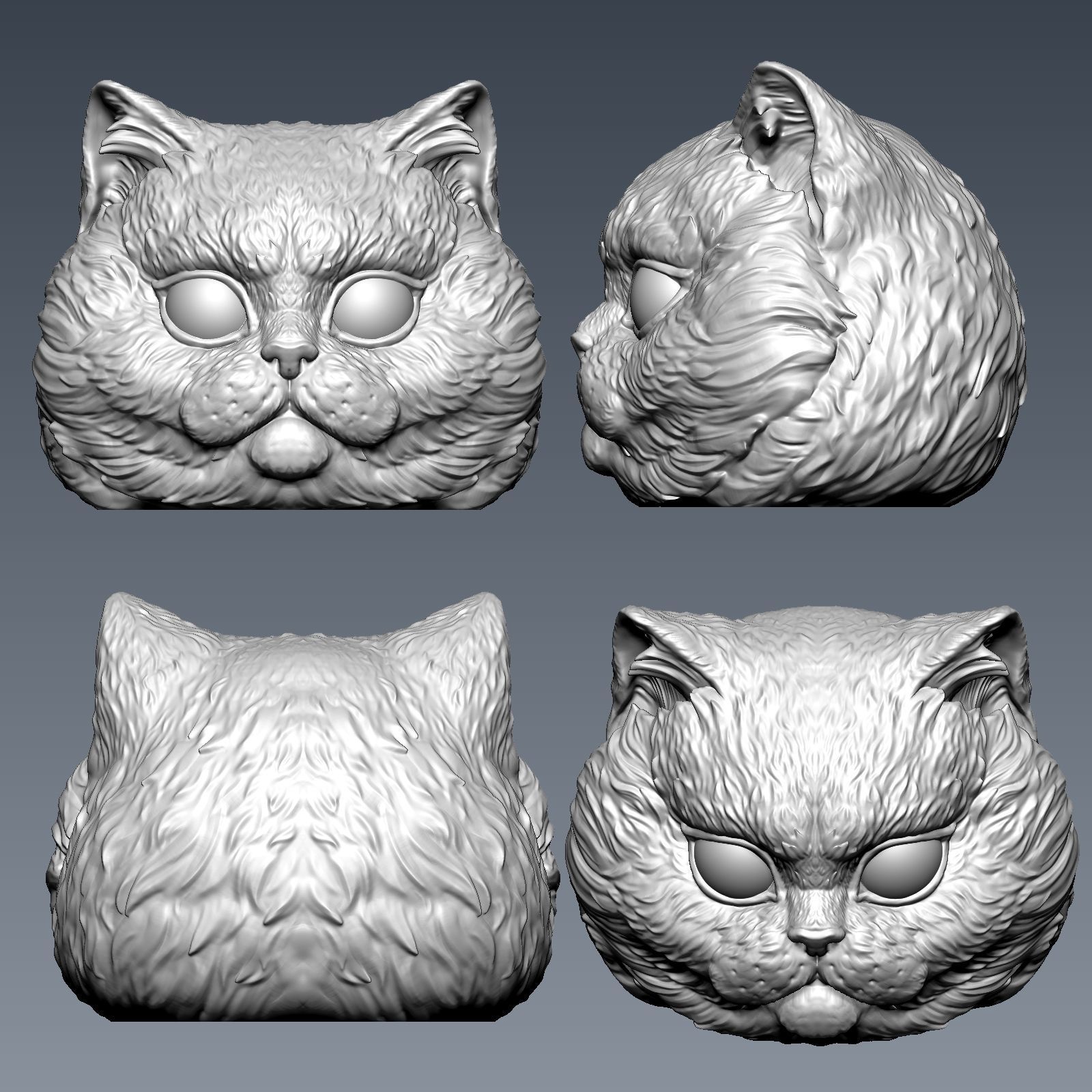 Cat Head 01 3D print model_12