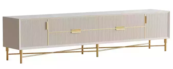 Modern Off White TV Stand Rectangle Media Console