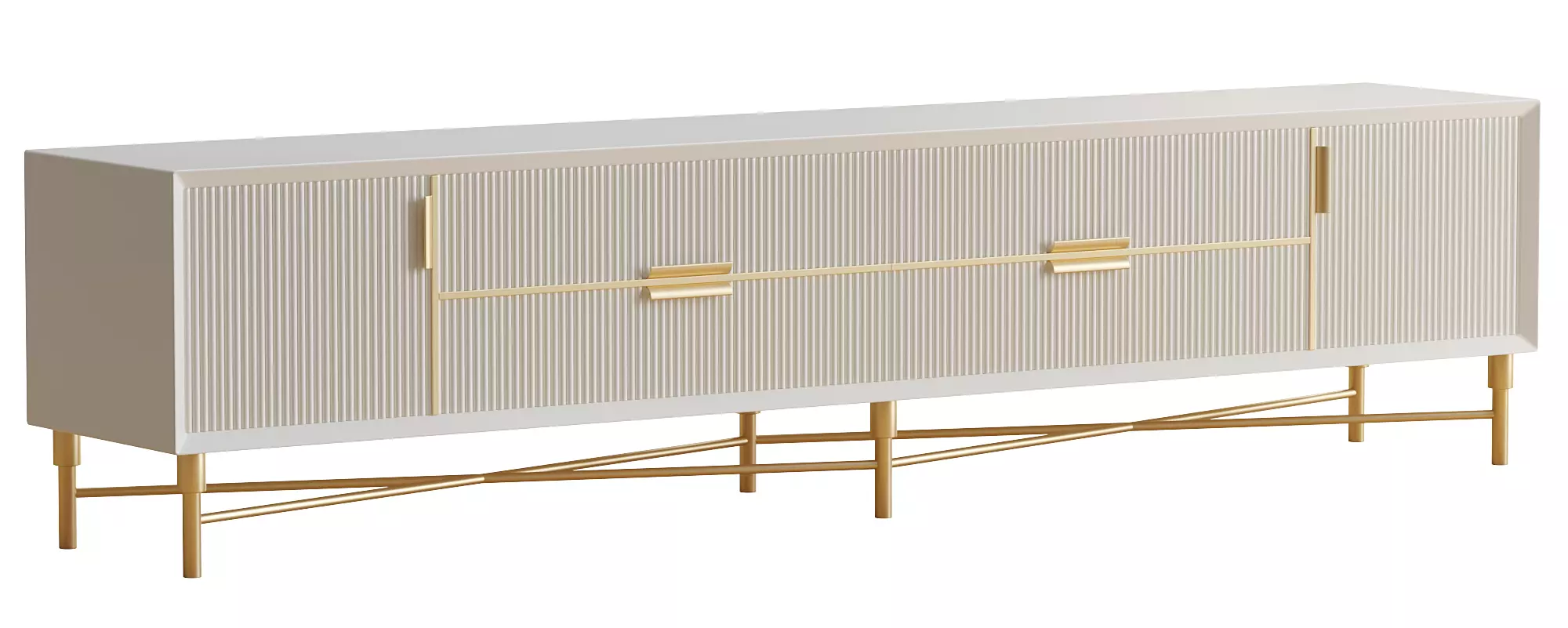 Modern Off White TV Stand Rectangle Media Console 3D model