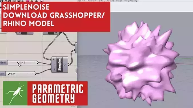 Simplenoise Sphere in Grasshopper 3d Script Rhino Model 3D model