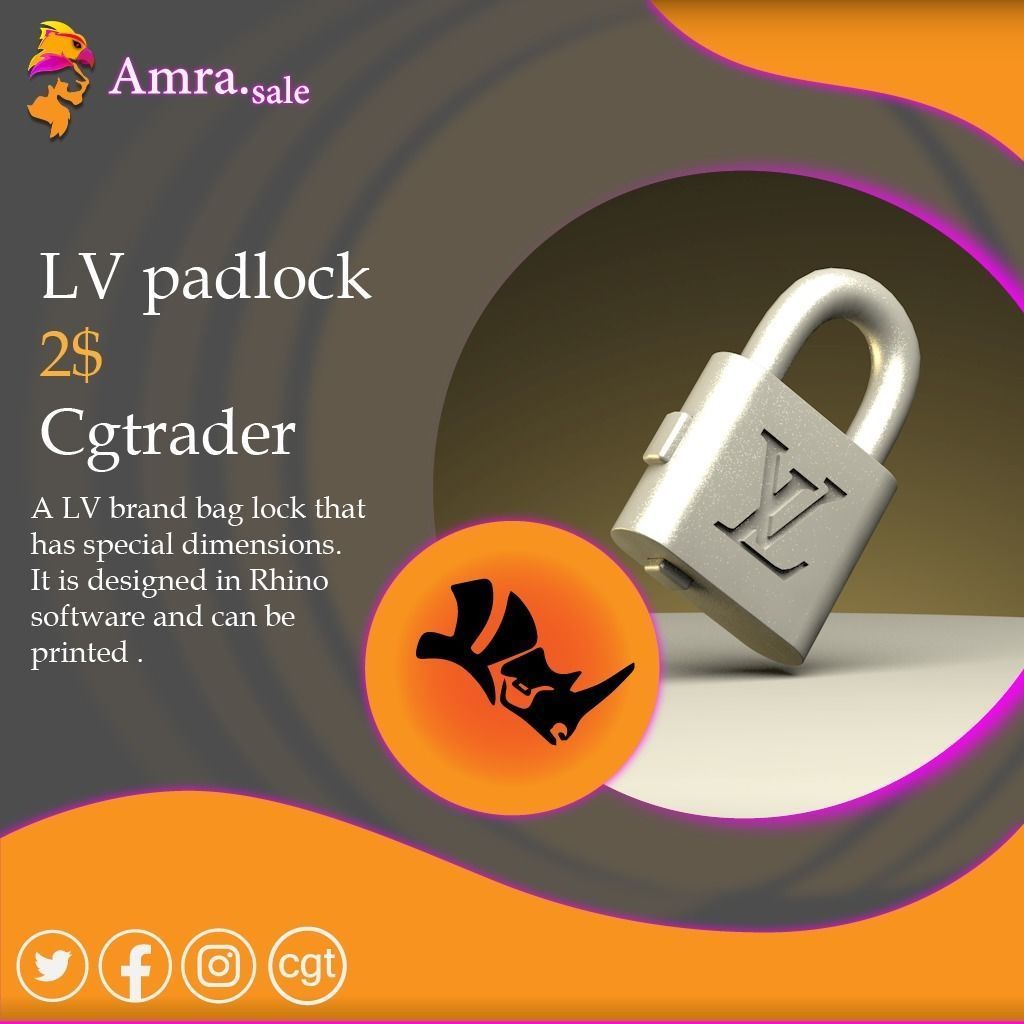 LV padlock bag 3D print model_2
