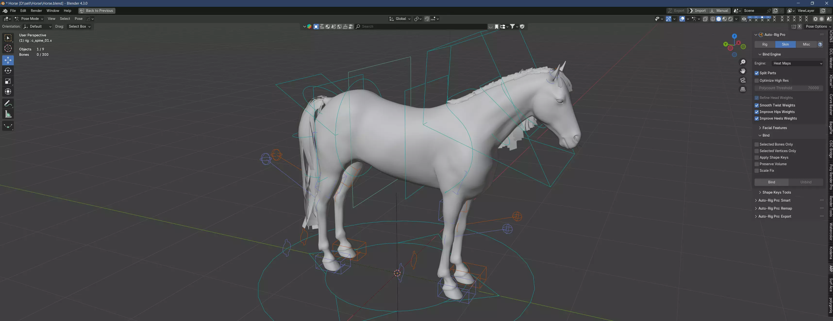 Hourse Rig Model Low-poly 3D model_0