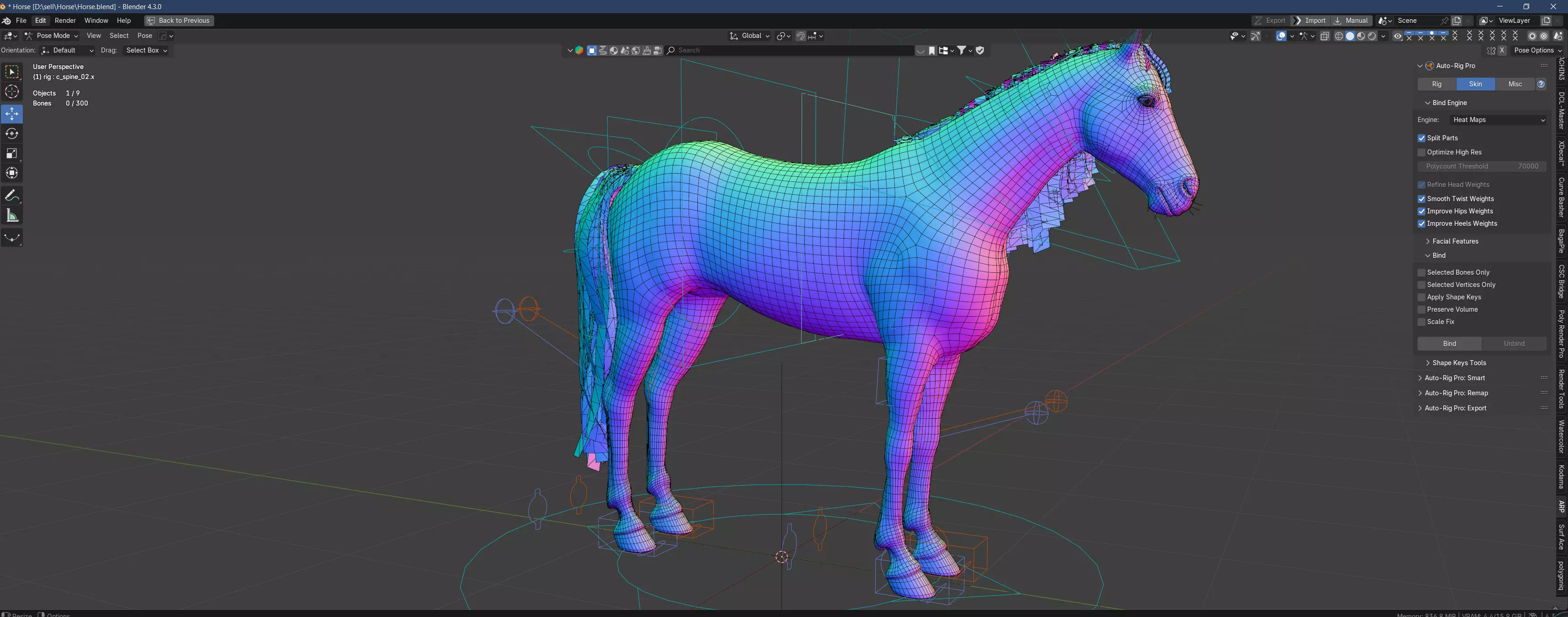 Hourse Rig Model Low-poly 3D model_1
