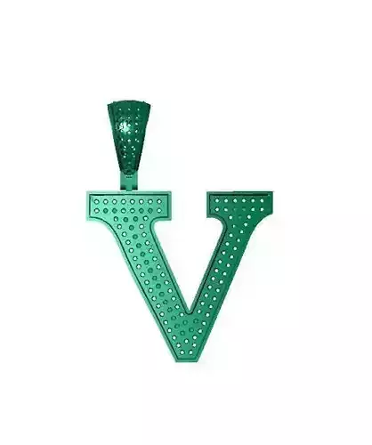 V ALPHABET PENDANT WITH ROUND