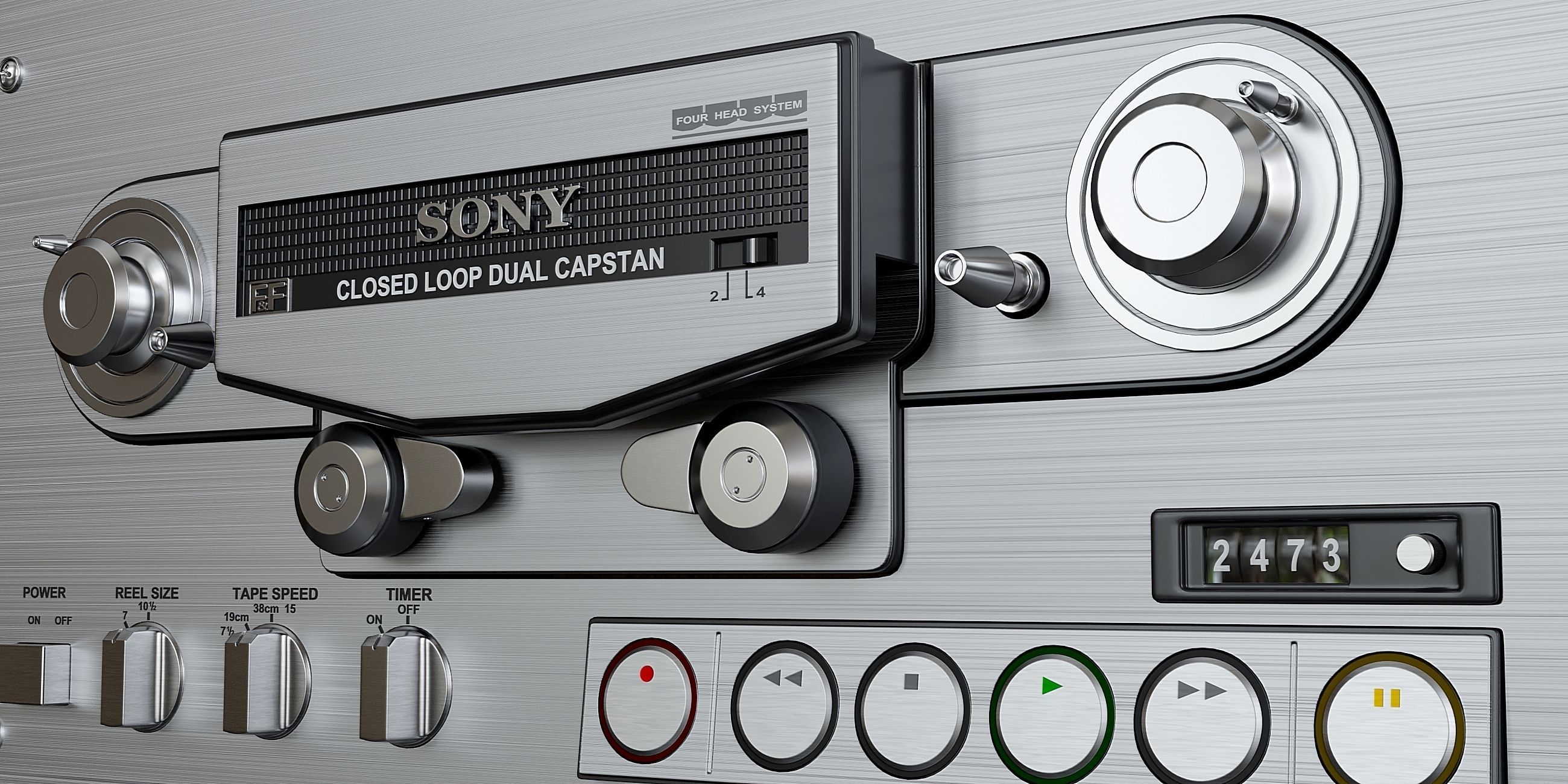 Vintage reel to reel tape deck 7 3D model_4