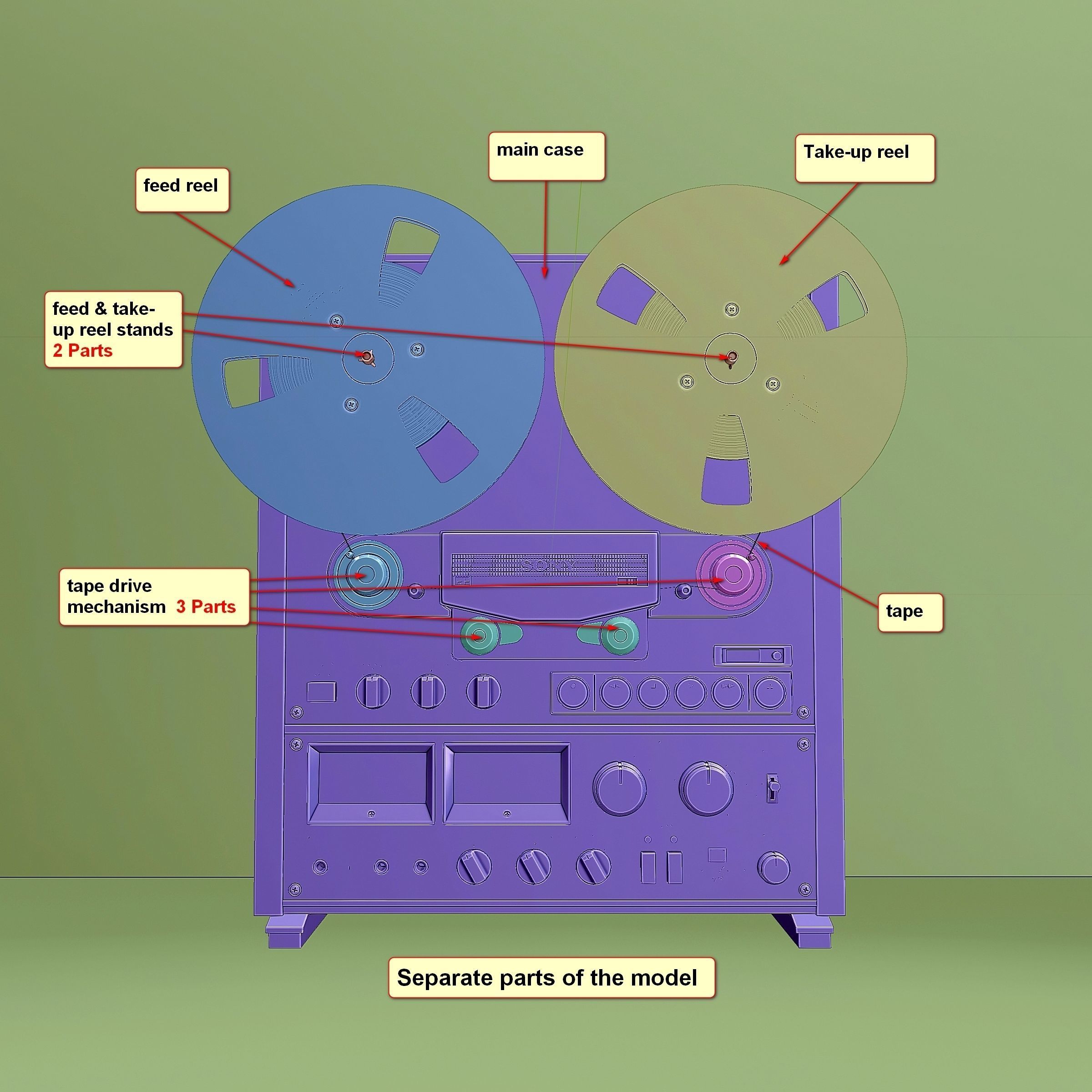 Vintage reel to reel tape deck 7 3D model_7