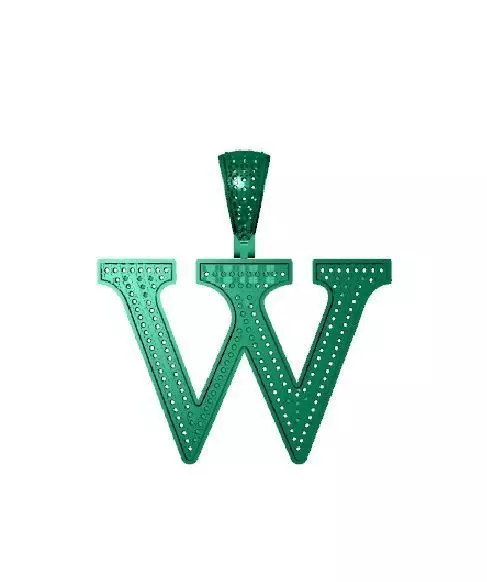 W ALPHABET PENDANT WITH ROUND DIAMOND Free 3D print model