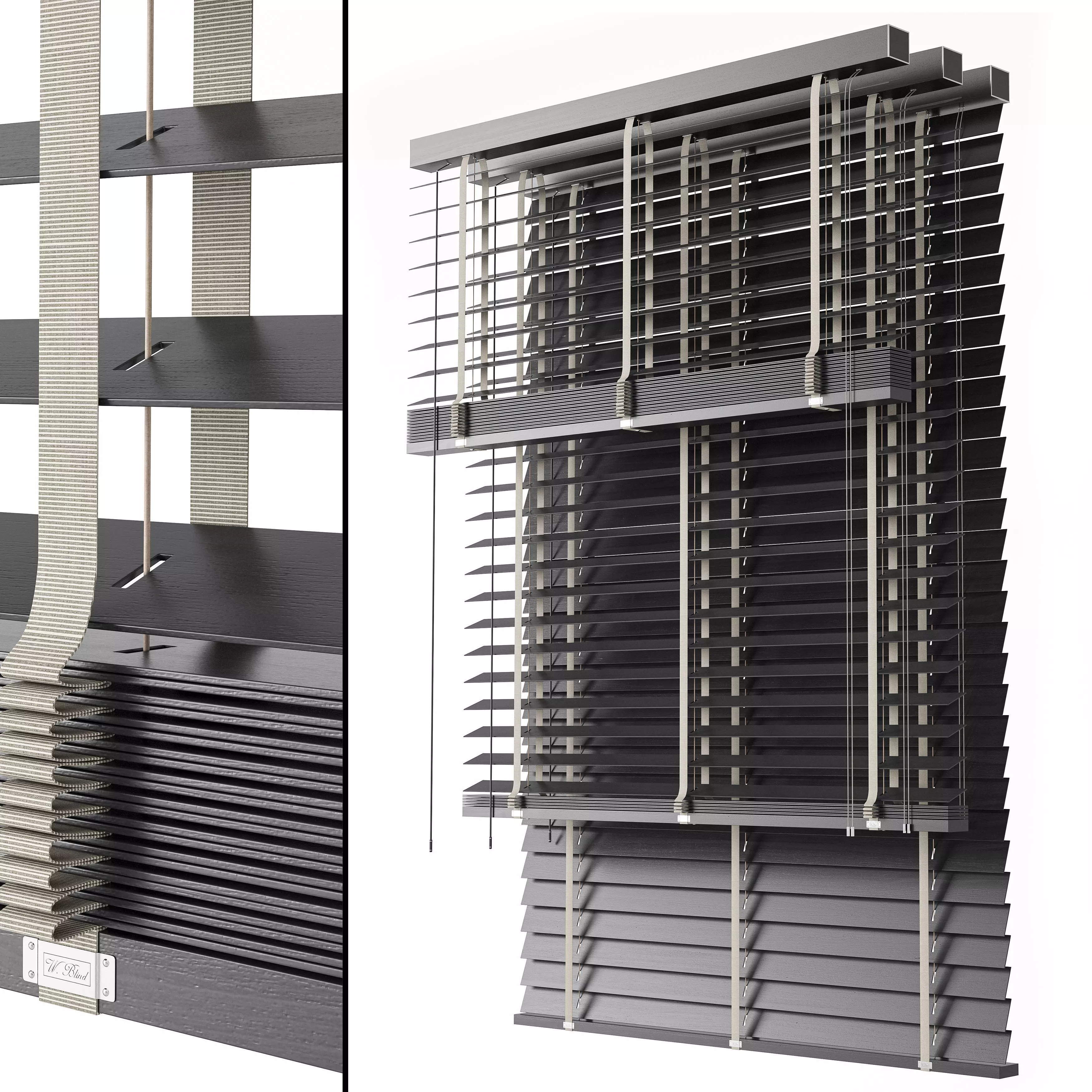 Wooden Blinds Set 13 3D model_0