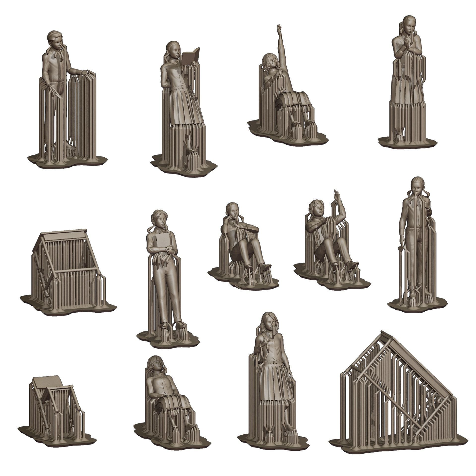 Students Diorama Pack 3D print model_2