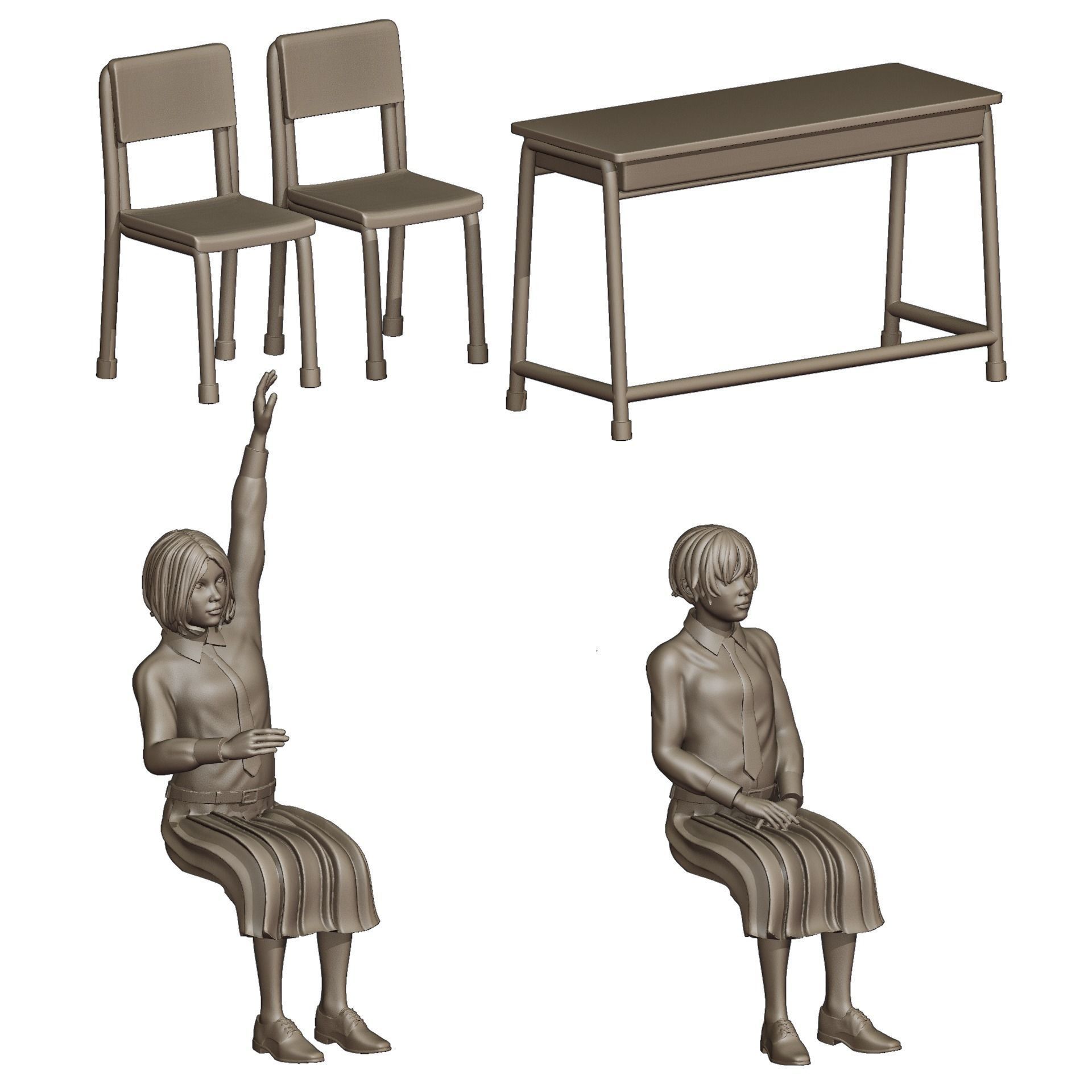 Students Diorama Pack 3D print model_26