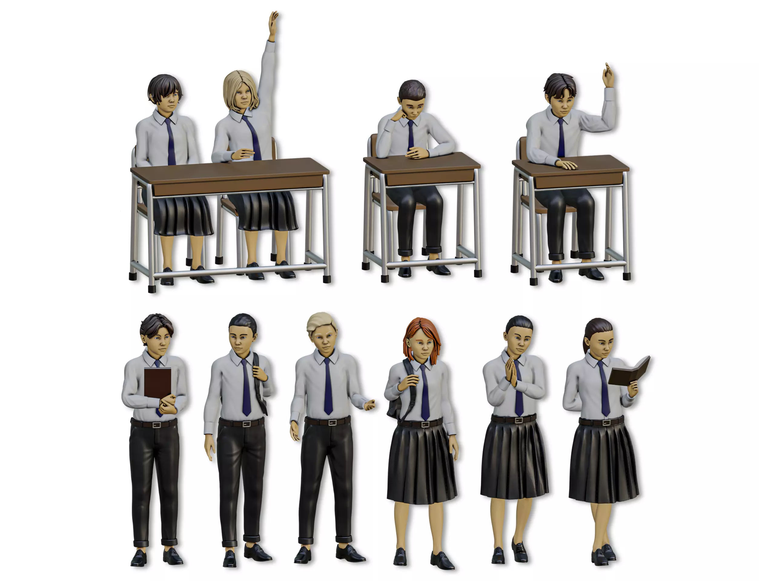 Students Diorama Pack 3D print model_0