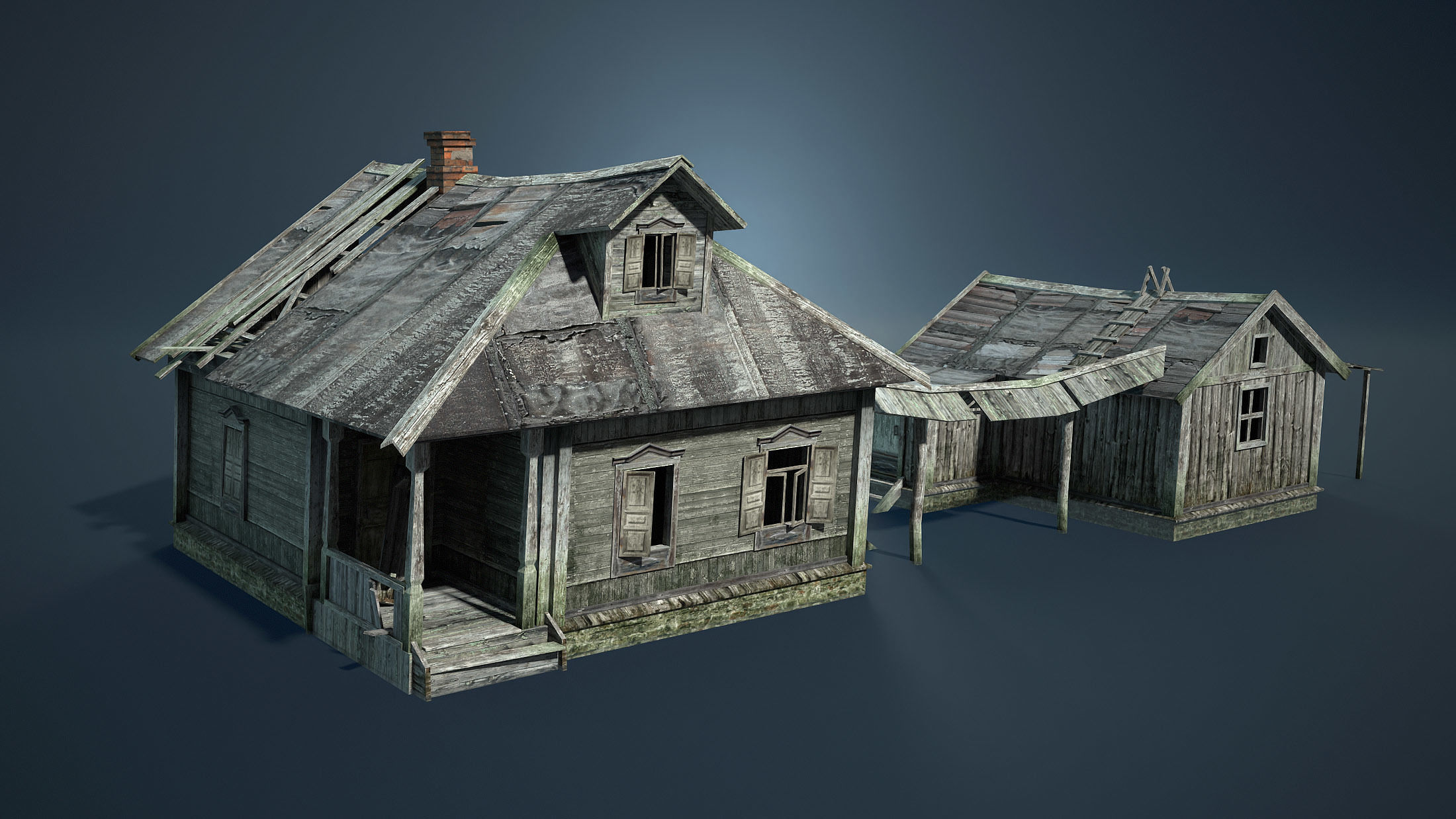 Abandoned Russian Village Collection Low-poly 3D model_6
