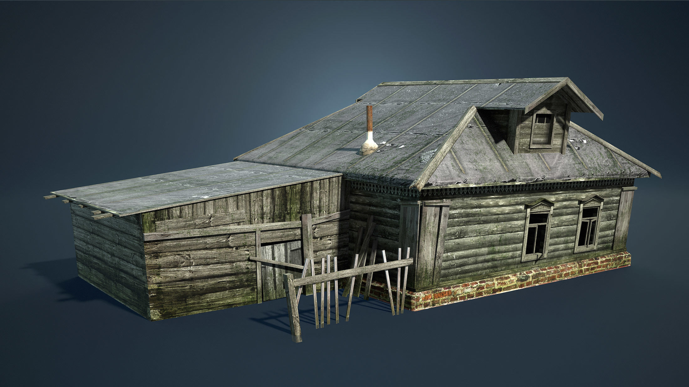 Abandoned Russian Village Collection Low-poly 3D model_4