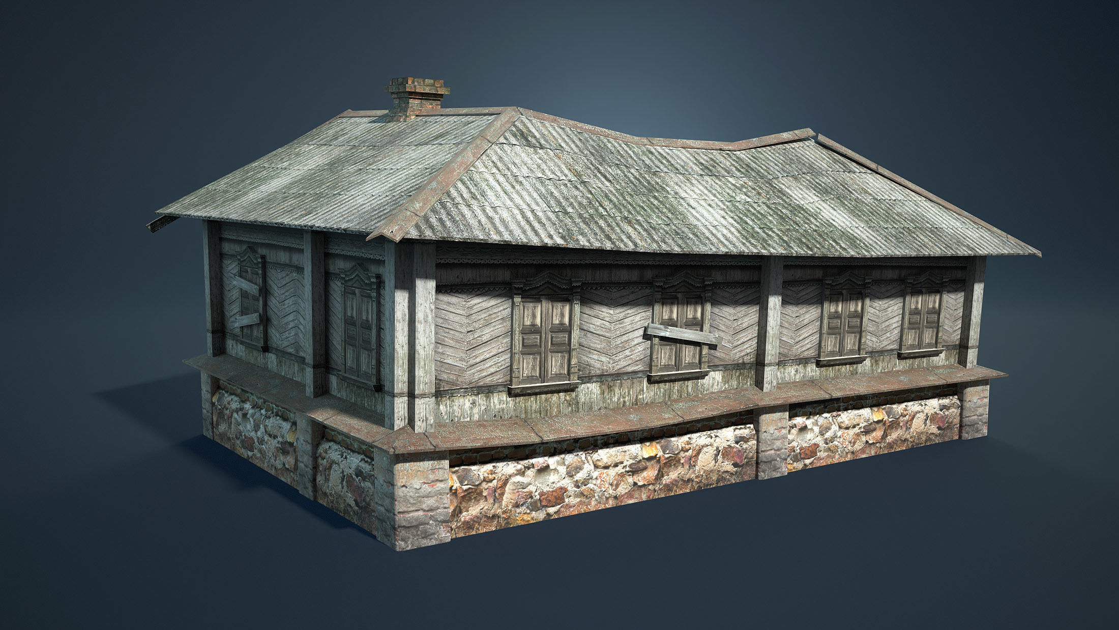 Abandoned Russian Village Collection Low-poly 3D model_13
