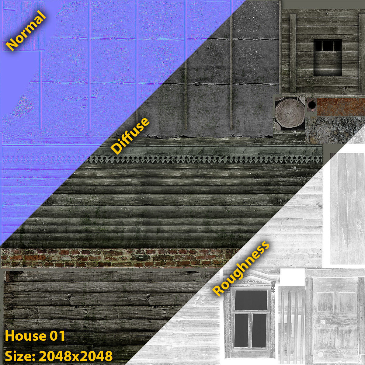 Abandoned Russian Village Collection Low-poly 3D model_47