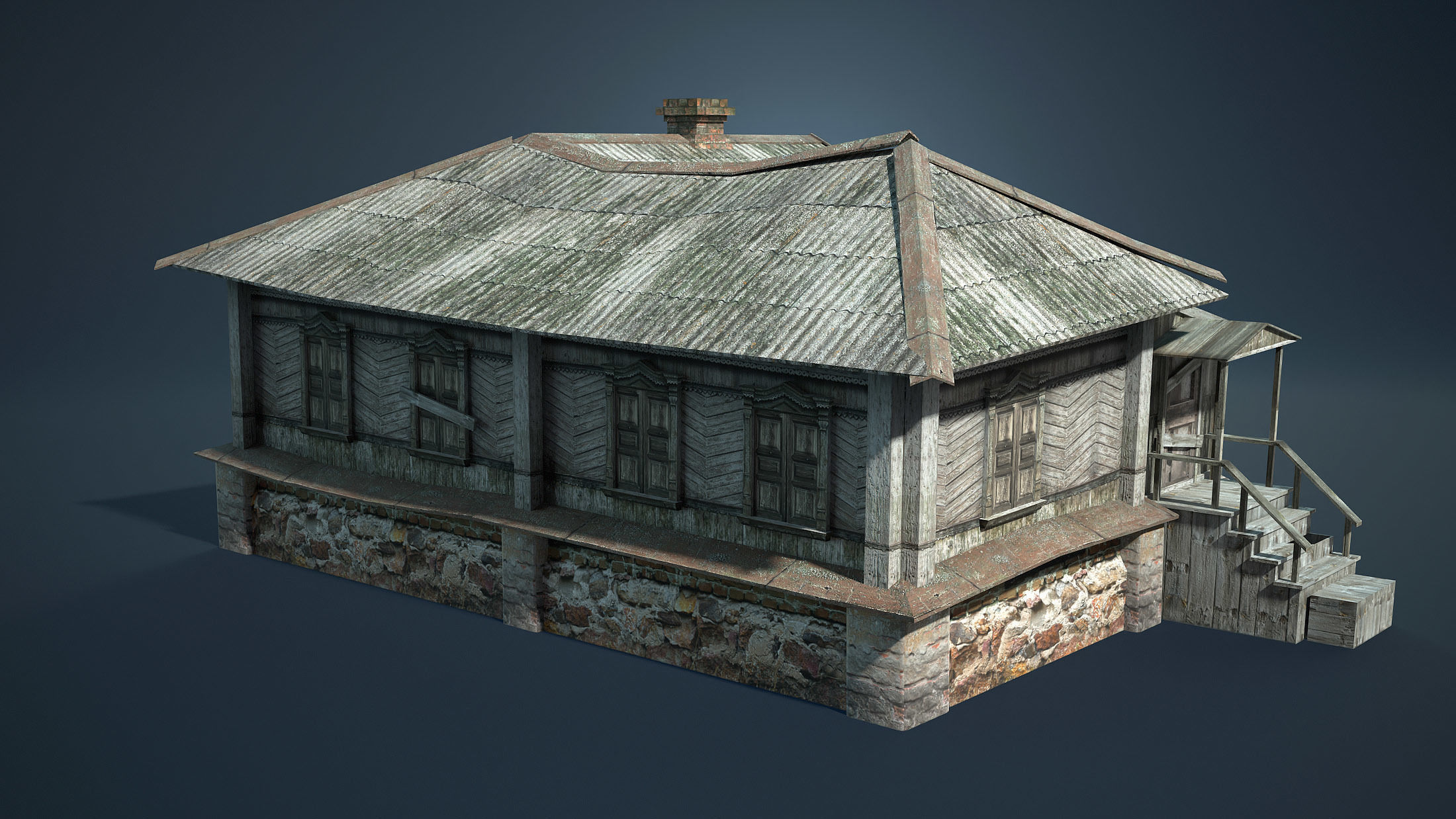 Abandoned Russian Village Collection Low-poly 3D model_14