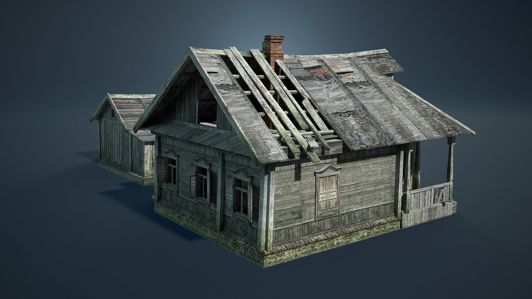 Abandoned Russian Village Collection Low-poly 3D model_9