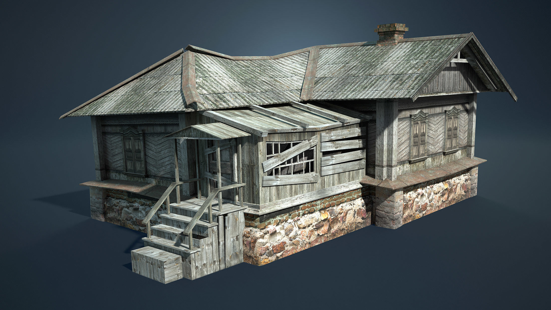 Abandoned Russian Village Collection Low-poly 3D model_11