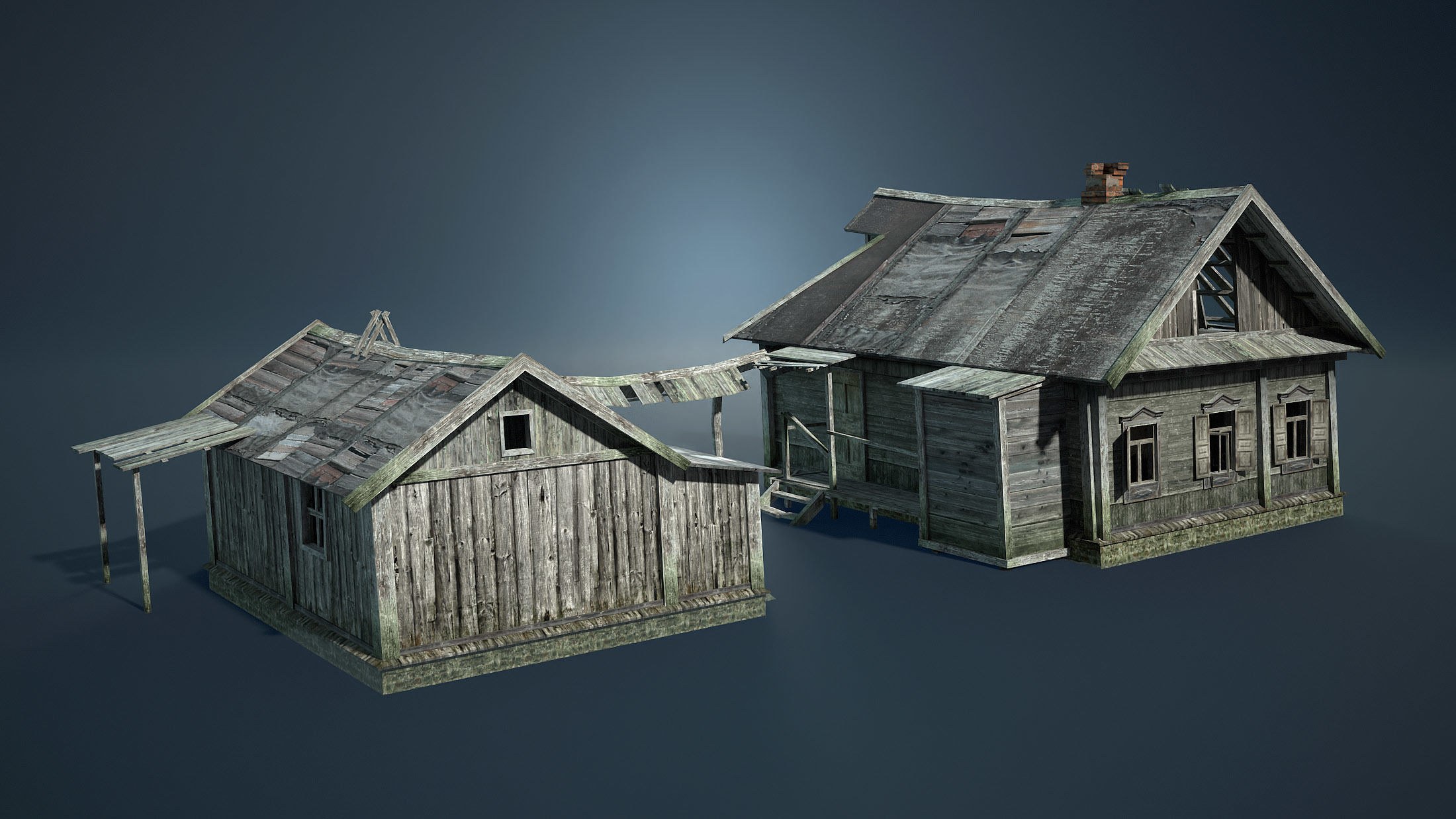 Abandoned Russian Village Collection Low-poly 3D model_8