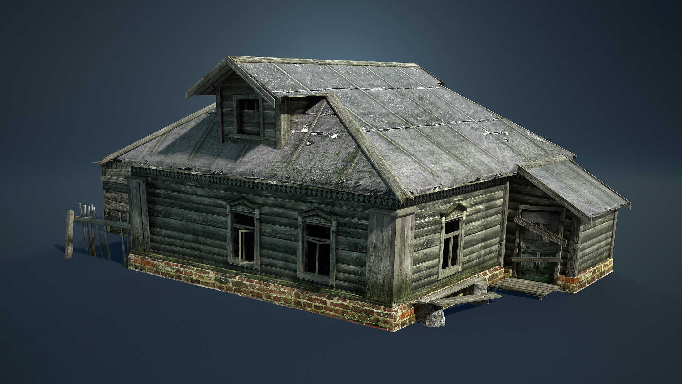Abandoned Russian Village Collection Low-poly 3D model_1