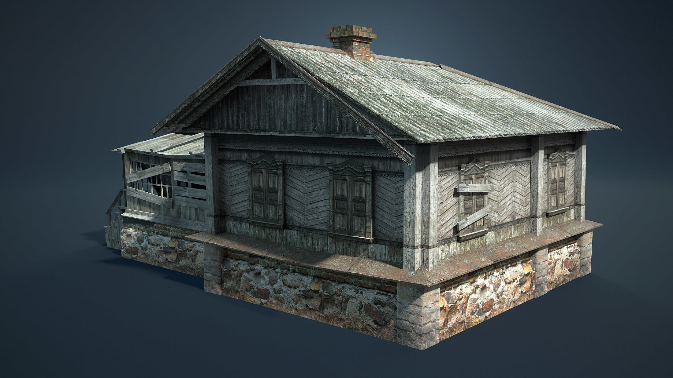 Abandoned Russian Village Collection Low-poly 3D model_12