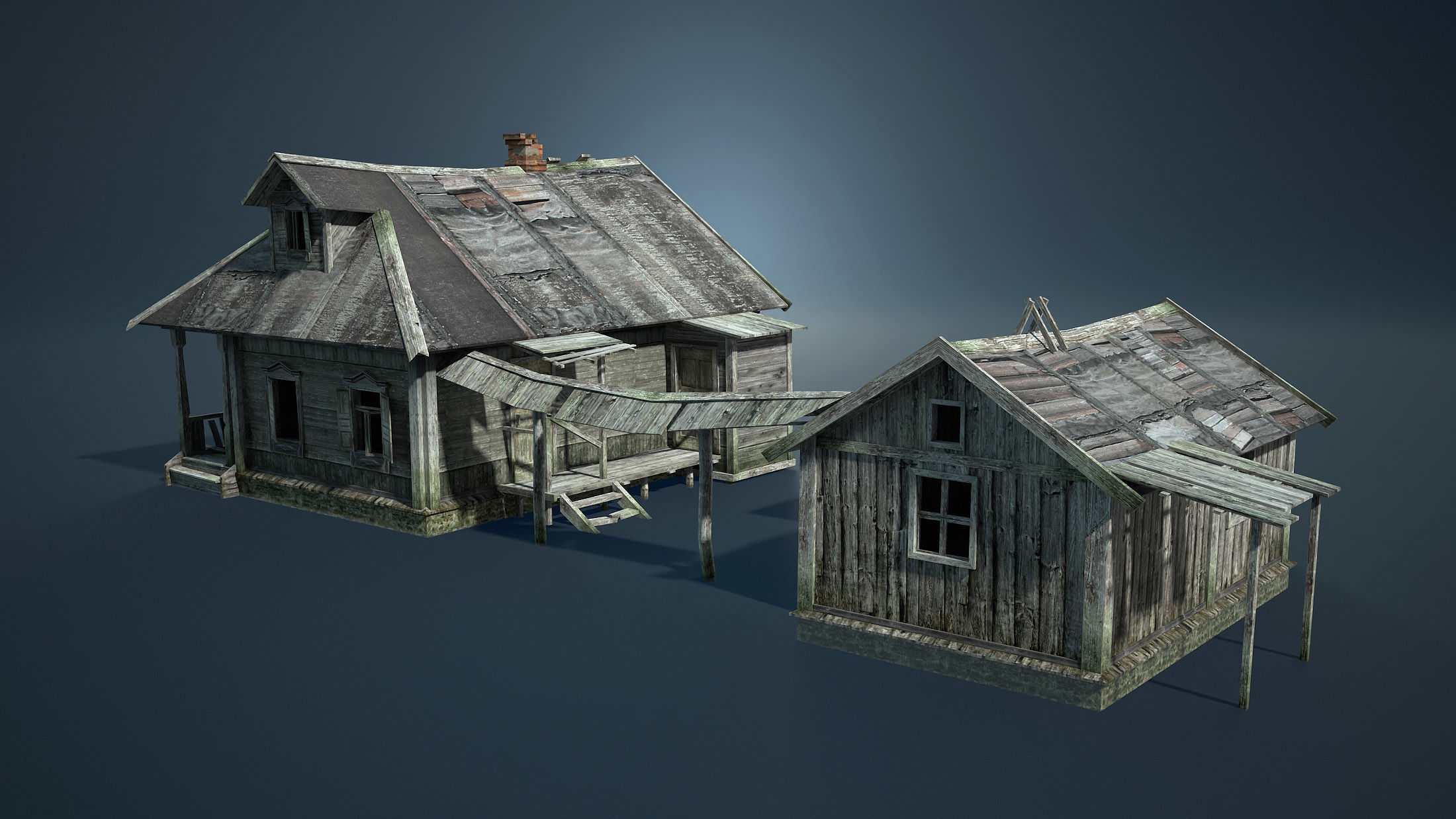 Abandoned Russian Village Collection Low-poly 3D model_7