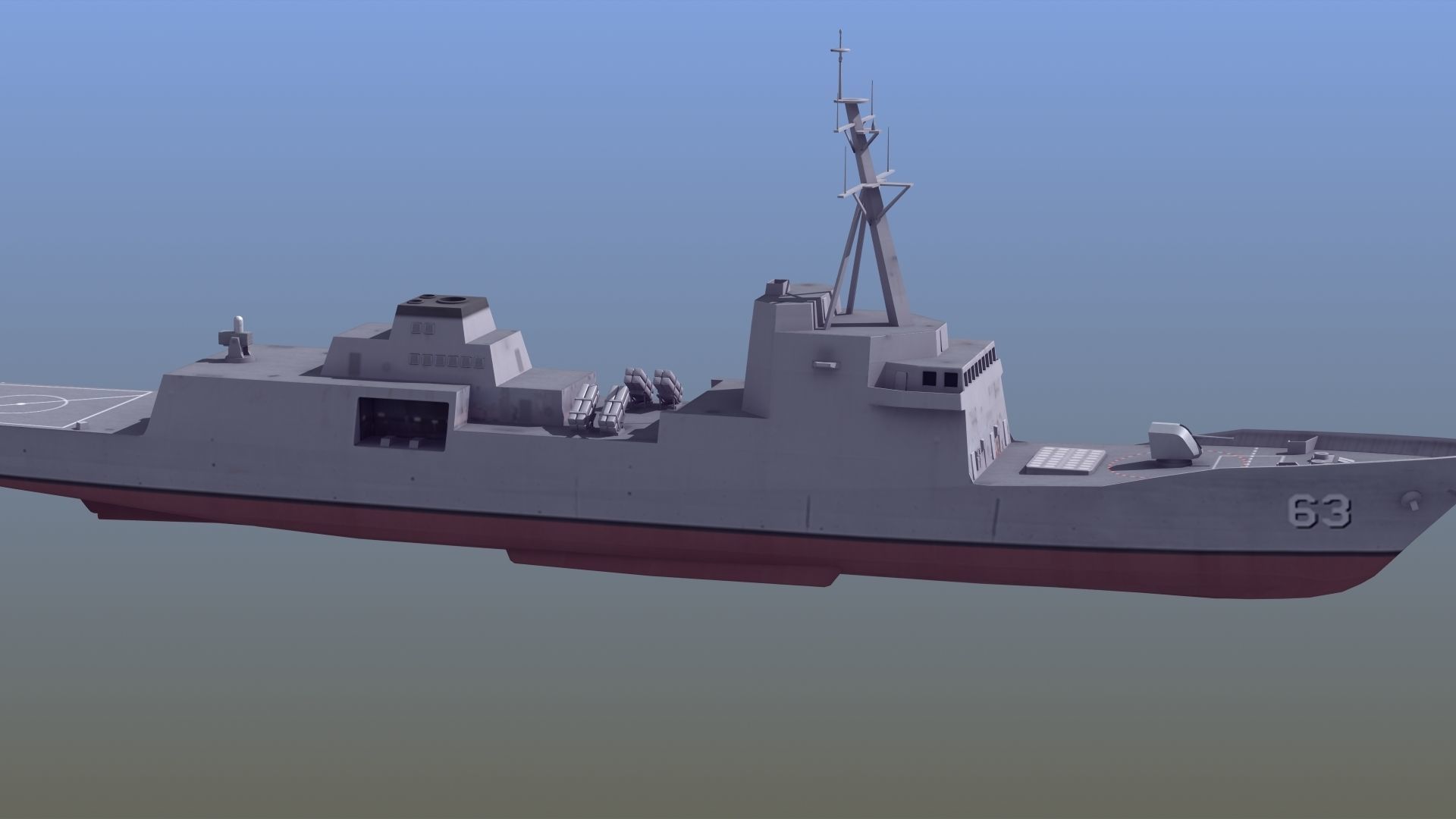 FFG-62 Constellation Class LOD2 Low-poly 3D model_8