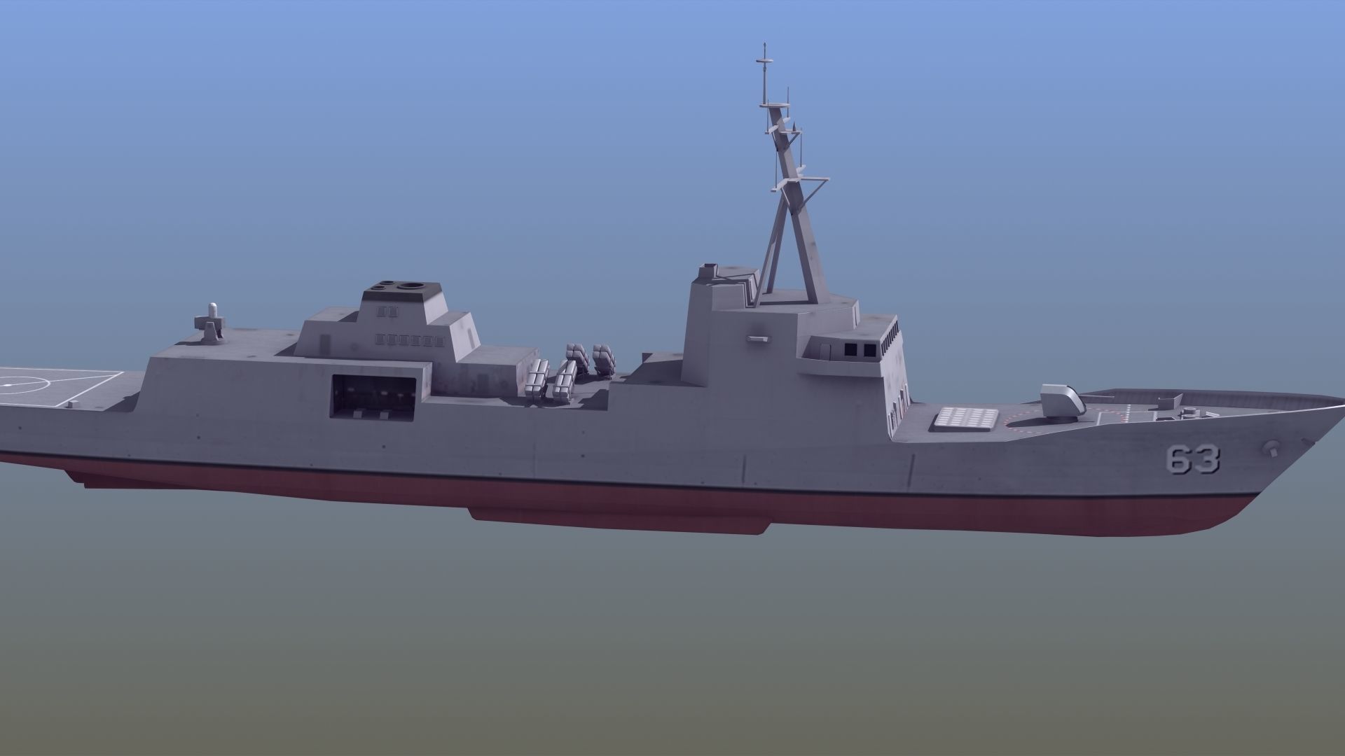 FFG-62 Constellation Class LOD2 Low-poly 3D model_10