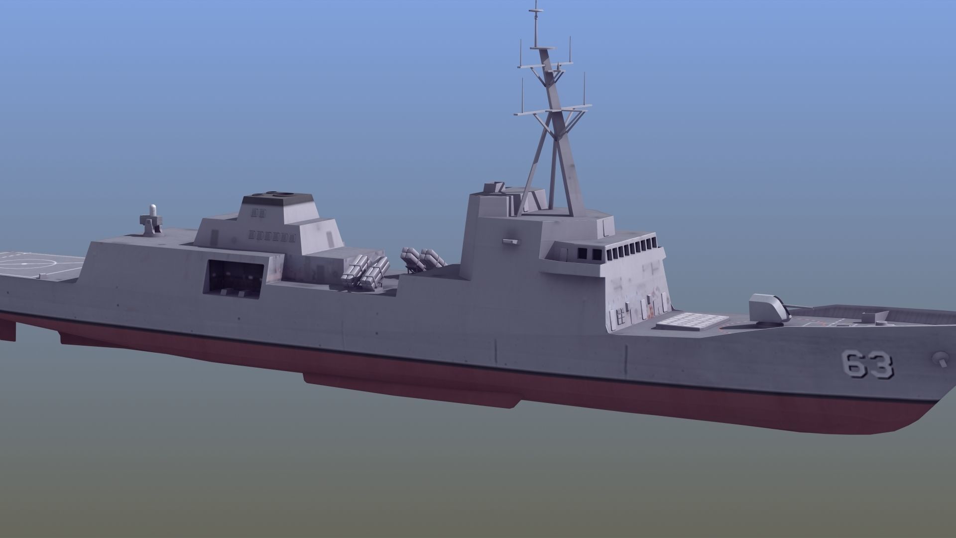 FFG-62 Constellation Class LOD2 Low-poly 3D model_11