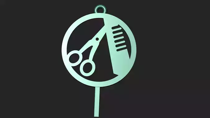 Gold barber shop pendant 3D print model