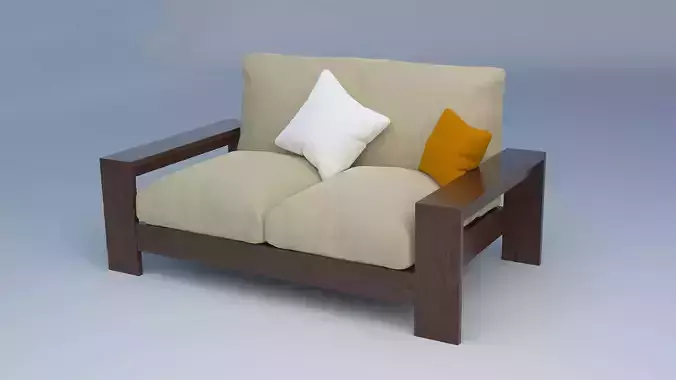 Couch low poly with single 4K texture