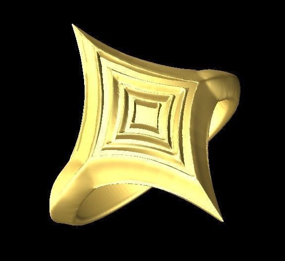 Starry Card Shape Ring 18mm ring size 3D print model_11