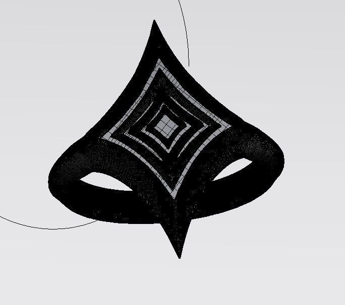 Starry Card Shape Ring 18mm ring size 3D print model_9