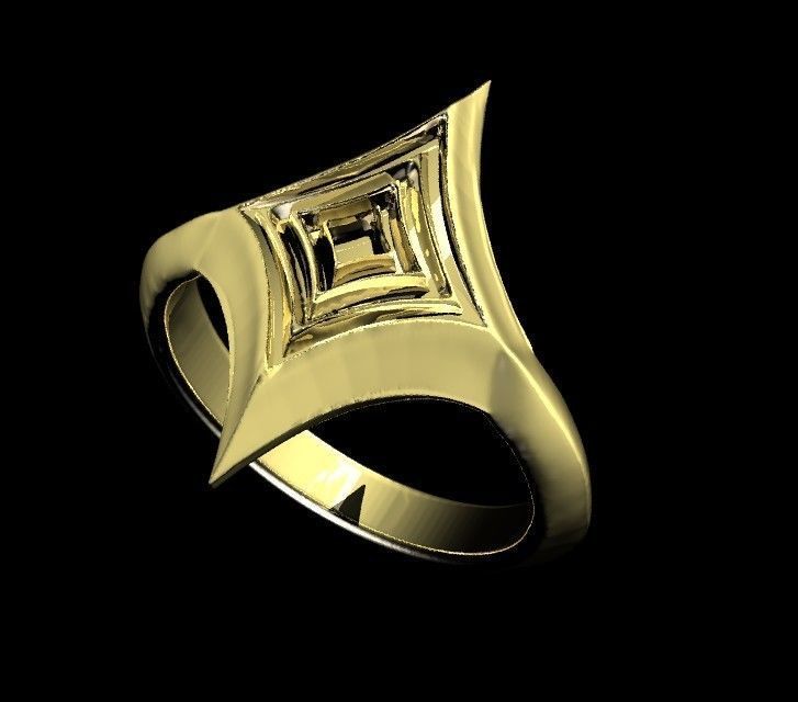 Starry Card Shape Ring 18mm ring size 3D print model_16