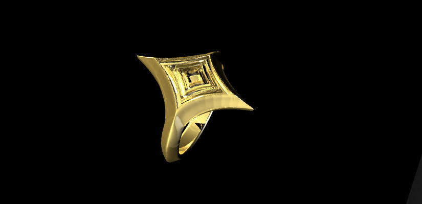 Starry Card Shape Ring 18mm ring size 3D print model_20